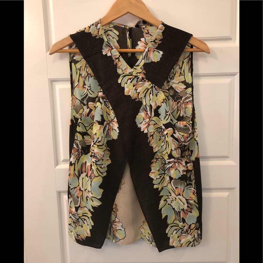 BCBG Cross Front Floral Top